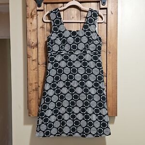 Anne Elisabeth Black White Geometric Print Sleeveless Dress EU 38 US 6